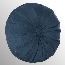 Messina II Pleated Tufted Pillow Navy Round