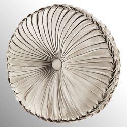 Brunello Pleated Tufted Pillow Light Taupe Round