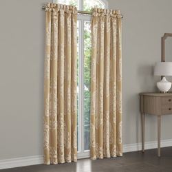 Potenza Wide Tailored Curtain Pair Gold 100 x 84