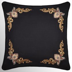 Calabria Embroidered Pillow Black 18 Square