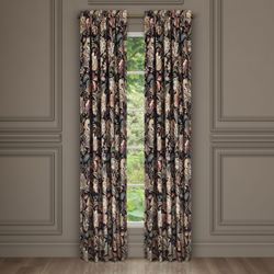 Calabria Wide Tailored Curtain Pair Black 100 x 84