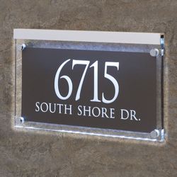 Crystal LED Lighted Address Wall Sign Black