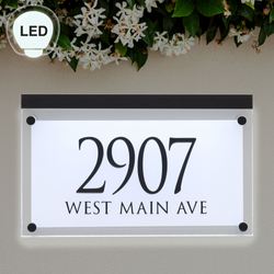 Frosted Crystal LED Lighted Address Wall Sign White/Black