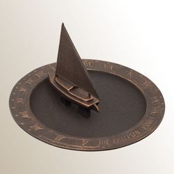 Sailboat Sundial Birdbath Bronze