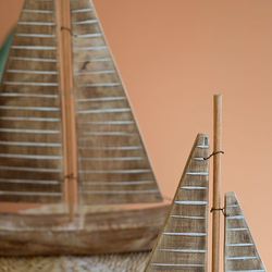 Recycled Wood Decorative Sailboats Brown Set of Two