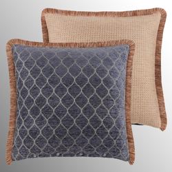 Harlow Reversible Fringed European Sham Dark Blue