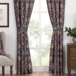 Harlow Wide Tailored Curtain Pair Dark Blue 100 x 84