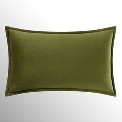 Esmeralda Velvet Flanged Rectangle Pillow Green
