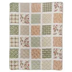 Peach Rose Quilted Patchwork Throw Blanket Multi Warm 50 x 60