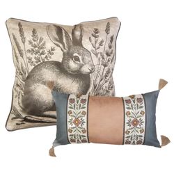 Peach Rose Decorative Pillows Multi Warm Set of Two