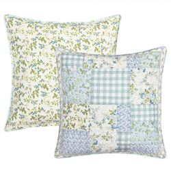 Karalena Reversible Quilted Pillow Blue 20 Square