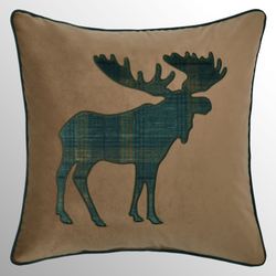 Baja Embroidered Applique Moose Pillow Multi Warm 18 Square