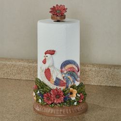 Floral Rooster Paper Towel Holder White/Red
