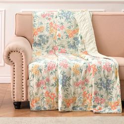 Meadowland Quilted Throw Blanket Multi Pastel 50 x 60
