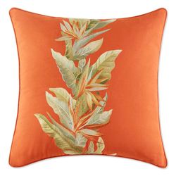 Birds of Paradise Embroidered Pillow Orange 20 Square