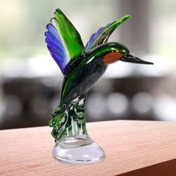 Hummingbird Art Glass Figurine Multi Cool