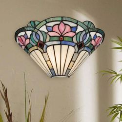 Gavison Tiffany Stained Art Glass Wall Sconce Lamp Multi Pastel
