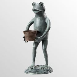 Helpful Frog Planter Garden Sculpture Green