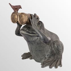 Frog Spectator Garden Sculpture Gray