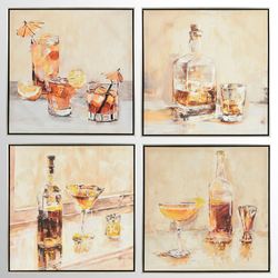 Cocktail Hour I Framed Canvas Wall Art Brown