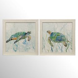 Sea Turtle Swim I Framed Print Wall Art Blue/Green