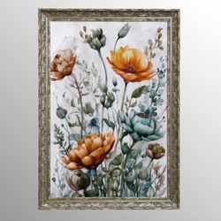 Fall Floral Whimsy II Framed Wall Art Multi Earth