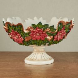 Holiday Poinsettia Decorative Centerpiece Bowl Red