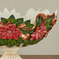 Holiday Poinsettia Decorative Centerpiece Bowl Red
