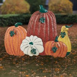 Fall Harvest Pumpkin Yard Stake Orange