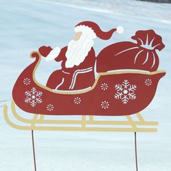 Santas Journey Yard Stakes Red Set of Three