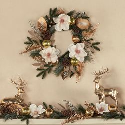 Magnolia and Ornament Wreath Multi Metallic