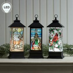 Cardinal Shimmer LED Lantern Black