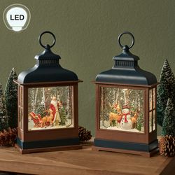 Woodland Santa LED Swirl Lantern Multi Warm