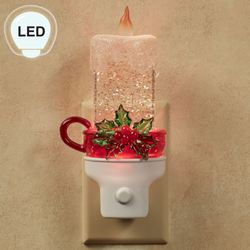 Holiday Candle Swirl LED Nightlight White