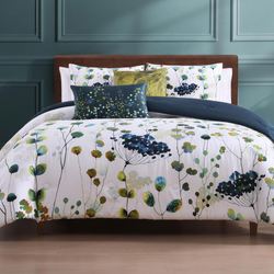 Abstract Vines Comforter Bed Set Navy