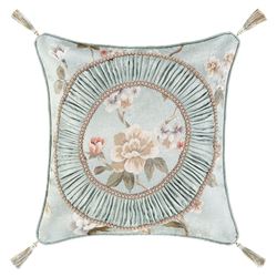 Prestige Floral Tasseled Pillow Spa Blue 20 Square