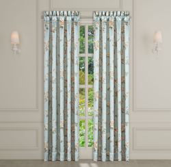 Prestige Floral Wide Tailored Curtain Pair Spa Blue
