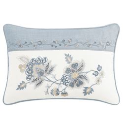 Garden Bloom Embroidered Rectangle Pillow Blue