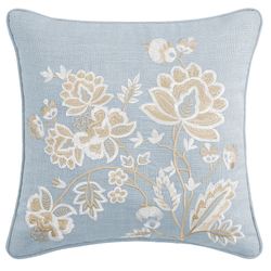 Garden Bloom Embroidered Pillow Blue 18 Square