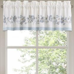 Garden Bloom Embroidered Tailored Valance Blue 88 x 21