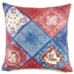 Patchwork Bandana Tailored Pillow Red/Blue 18 SquareImage