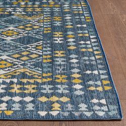 Lenorah Reversible Rectangle Rug Blue/Ivory