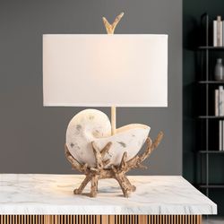 Shell and Driftwood Table Lamp Antique Ivory