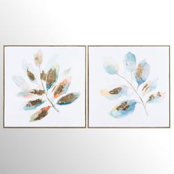 Blair Leaf Canvas Wall Art Multi Jewel Set of Two
