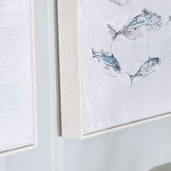 School of Fish Canvas Wall Art Gray Set of Two