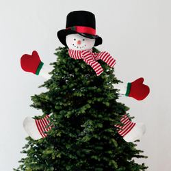 Snowman in a Cinch Tree Topper White Set of Five