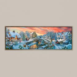 Christmas Bridge Framed Canvas Wall Art Multi Warm