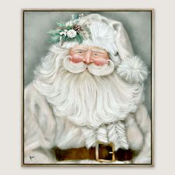 Santa Framed Canvas Wall Art Natural