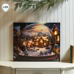 Snow Globe Magic II Lighted Canvas Wall Art Brown