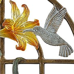 Hummingbirds and Lilies Garden Trellis Multi Metallic